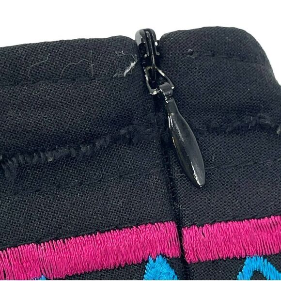 Bohemian Crochet Beaded Embroidered A Line Skirt Size 10 Vanity Collection Black - Picture 9 of 10